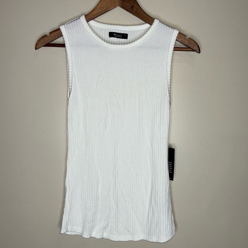 Michael Lauren Ribbed Crew Neck Tank Top